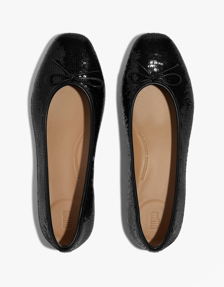 DELICATO BOW SEQUIN BALLET Womens Ballet Black