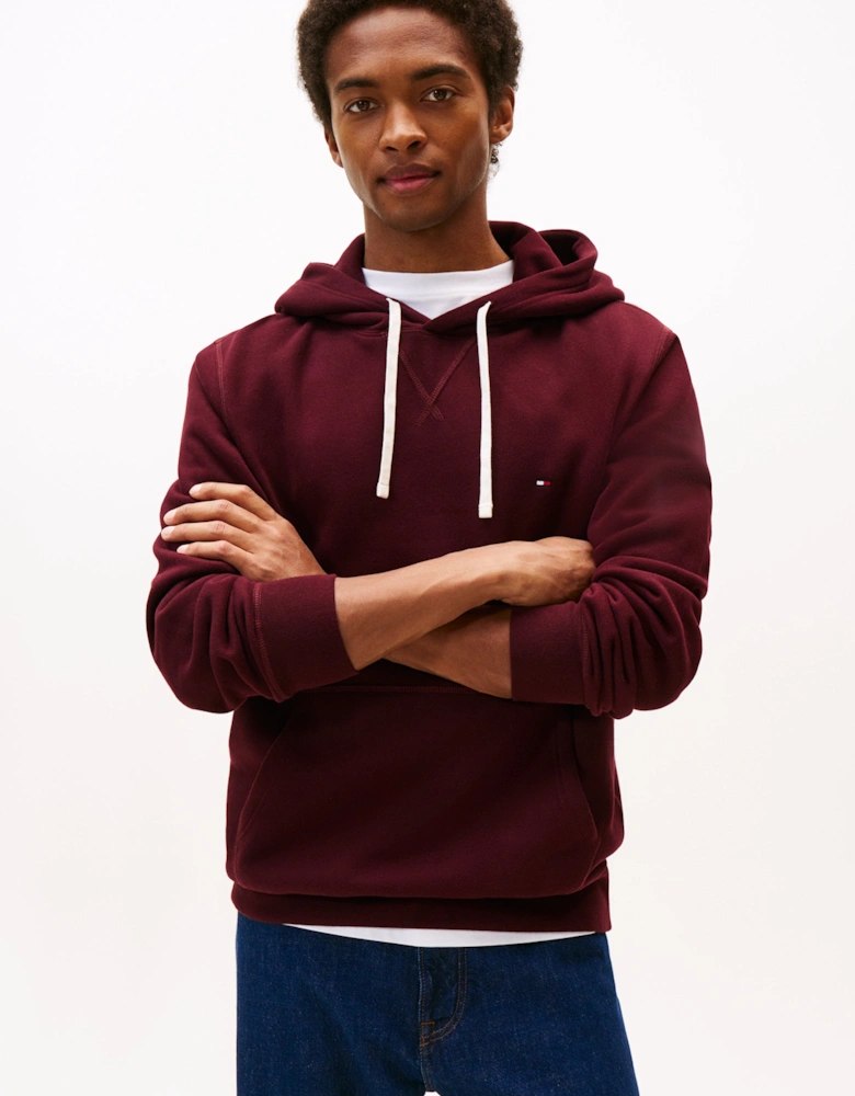 Essential Flag Embroidery Mens Fleece Hoodie - Deep Burgundy
