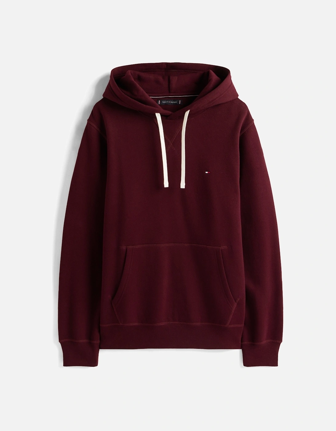 Essential Flag Embroidery Mens Fleece Hoodie - Deep Burgundy