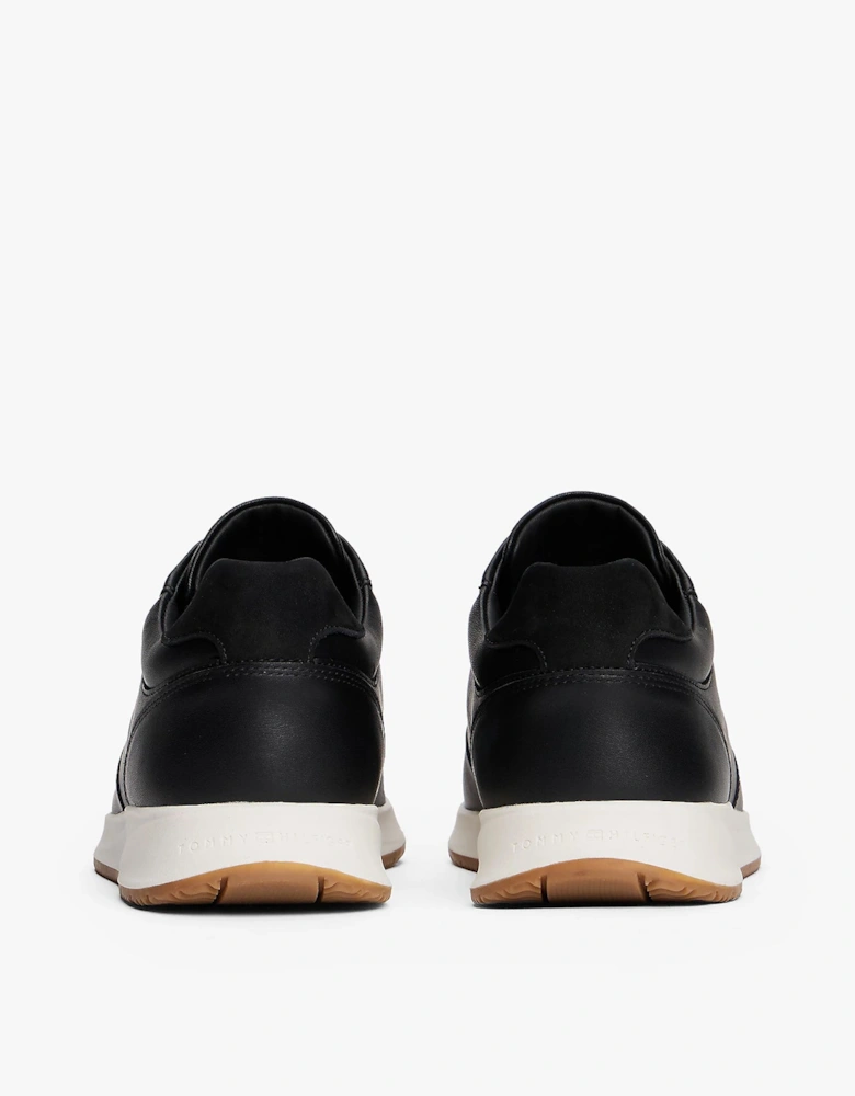Premium Leather Fine Cleat Hybrid Mens Trainers - Black