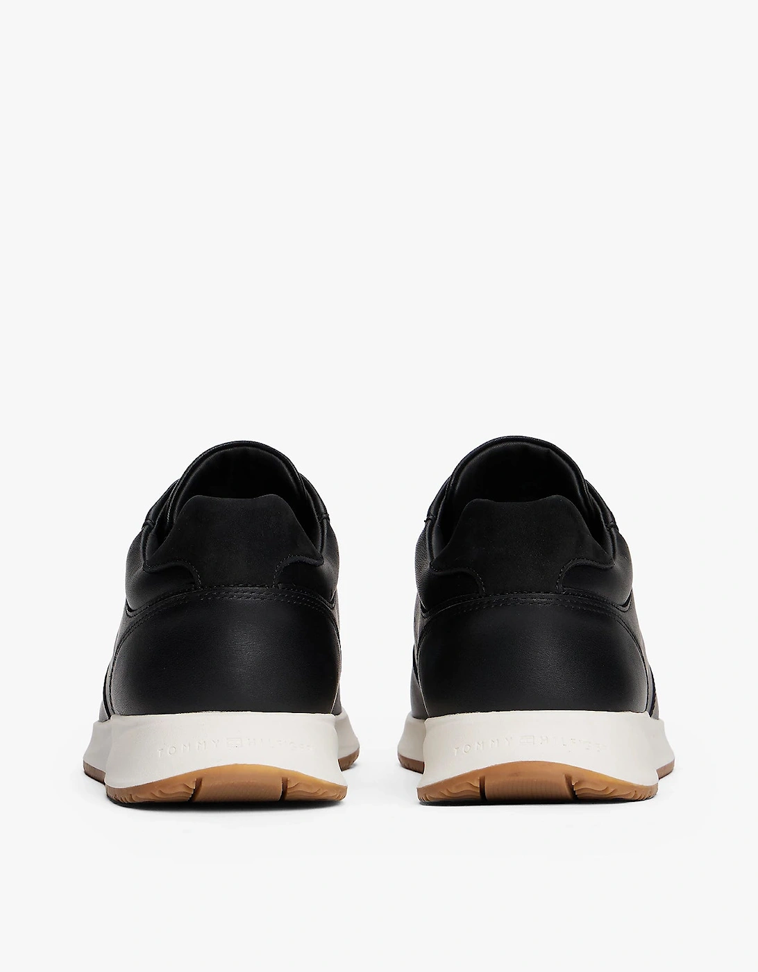 Premium Leather Fine Cleat Hybrid Mens Trainers - Black