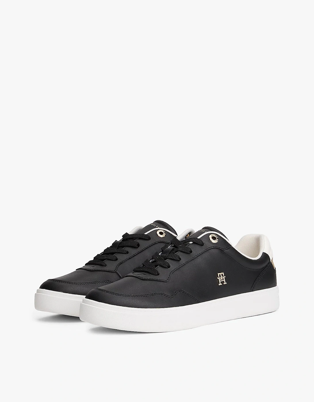 Elevated Womens Leather Court Trainers - Black, 7 of 6