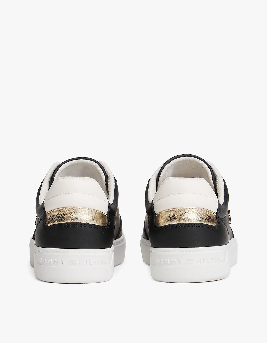 Elevated Womens Leather Court Trainers - Black