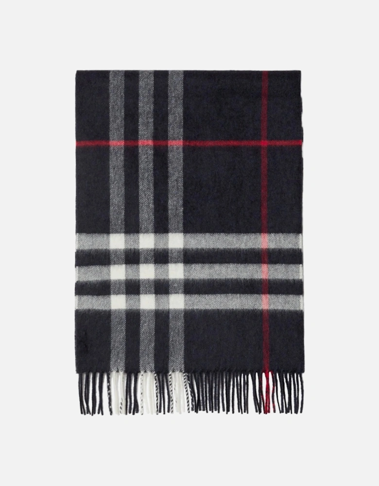 CHECK CASHMERE SCARF NAVY
