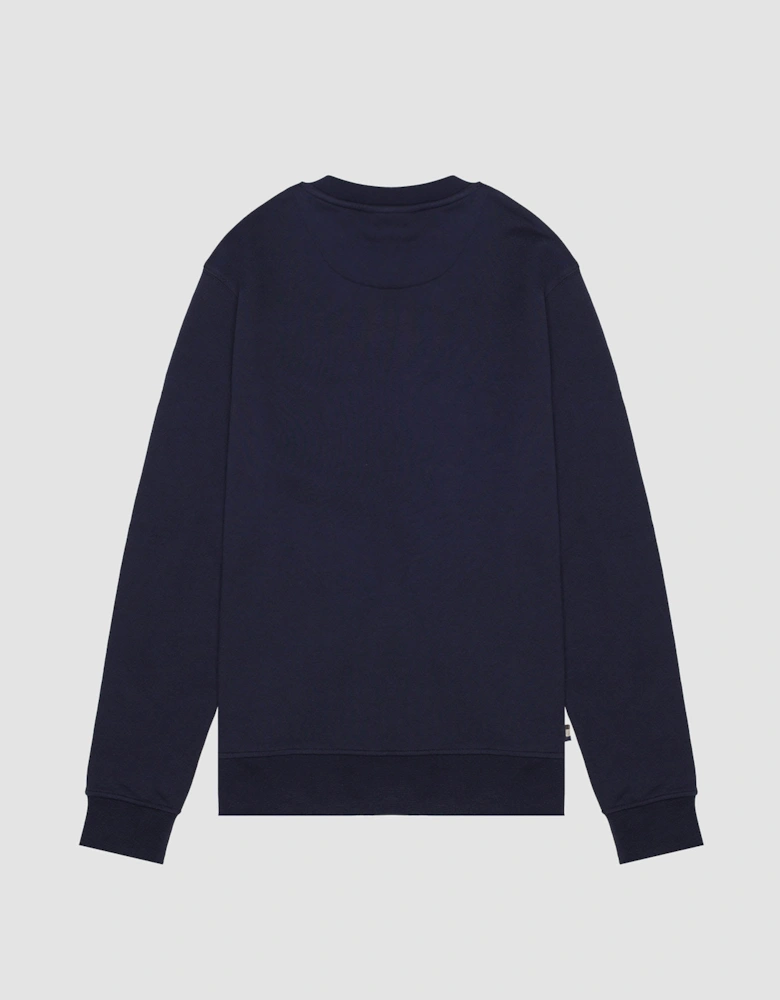 Mens Club Check Shoulder Crew Neck Fleece Sweatshirt - Navy 11