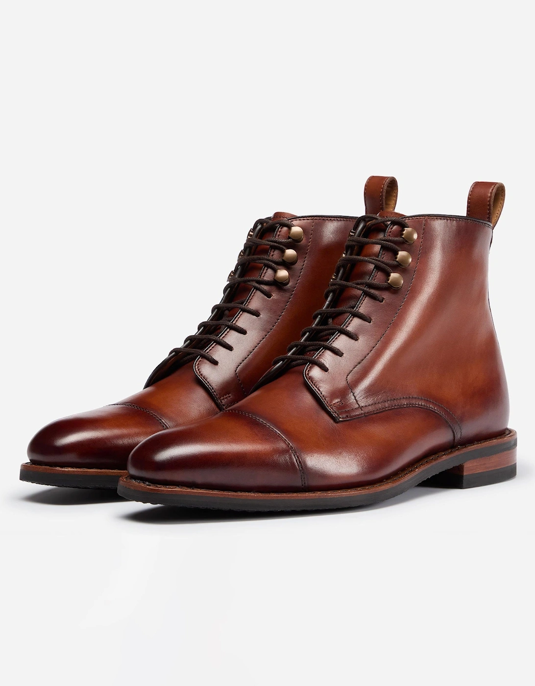 Inglesham Mens Antiqued Calf Leather Boots - Dark Tan, 6 of 5