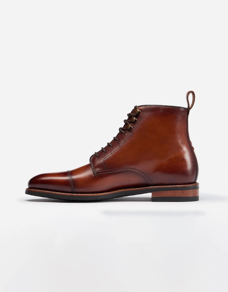 Inglesham Mens Antiqued Calf Leather Boots - Dark Tan