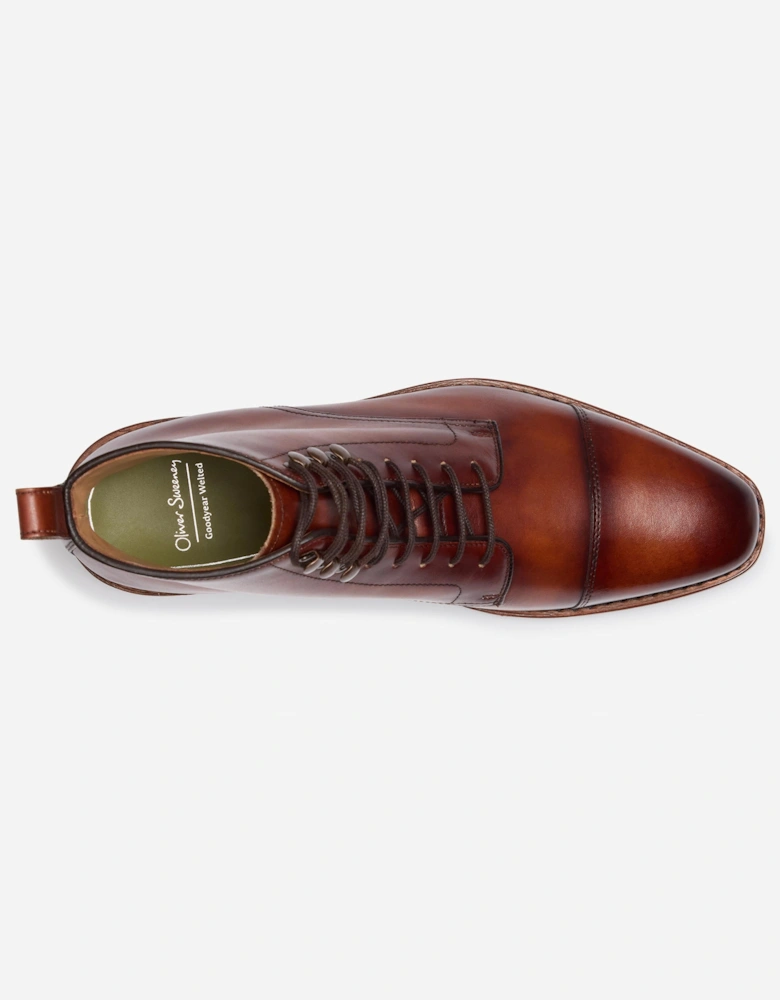 Inglesham Mens Antiqued Calf Leather Boots - Dark Tan