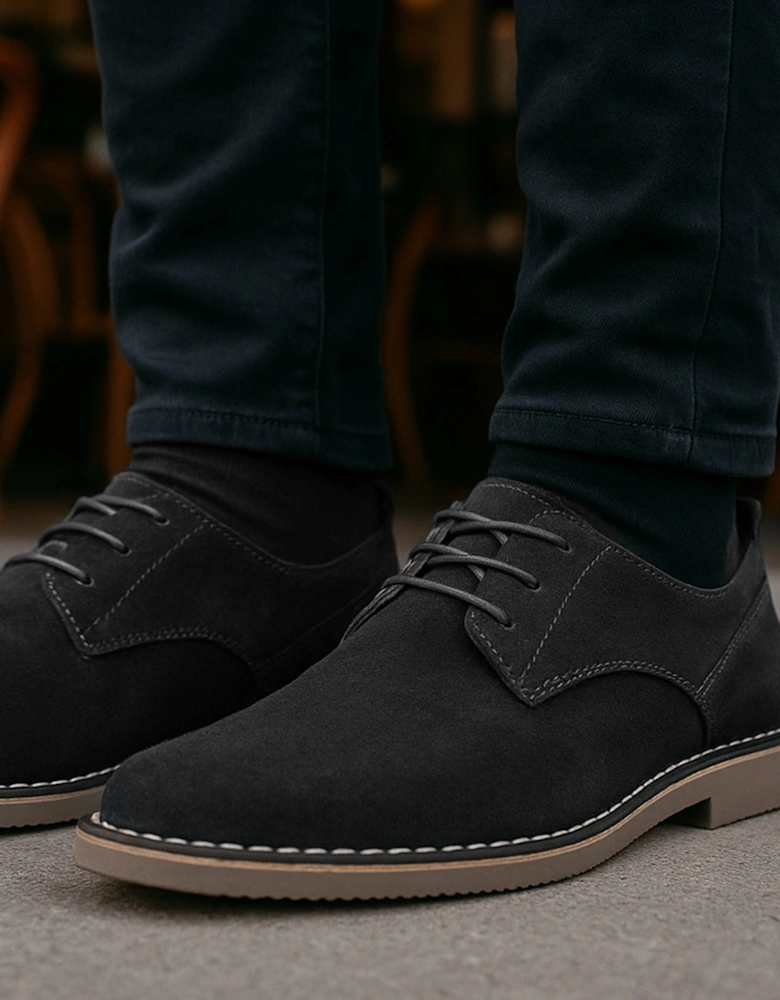 JONAS Mens Suede Desert Shoes Black