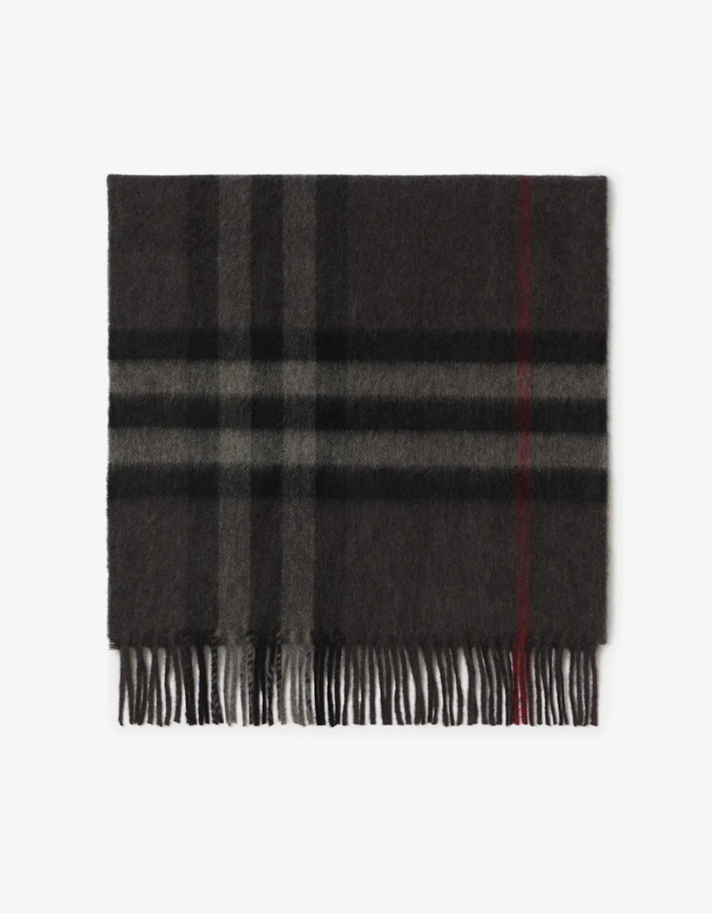 CHECK CASHMERE SCARF CHARCOAL