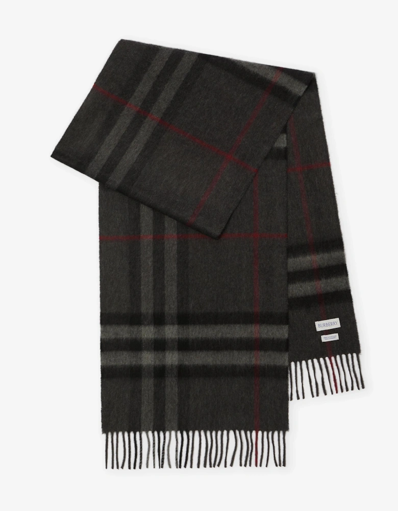 CHECK CASHMERE SCARF CHARCOAL
