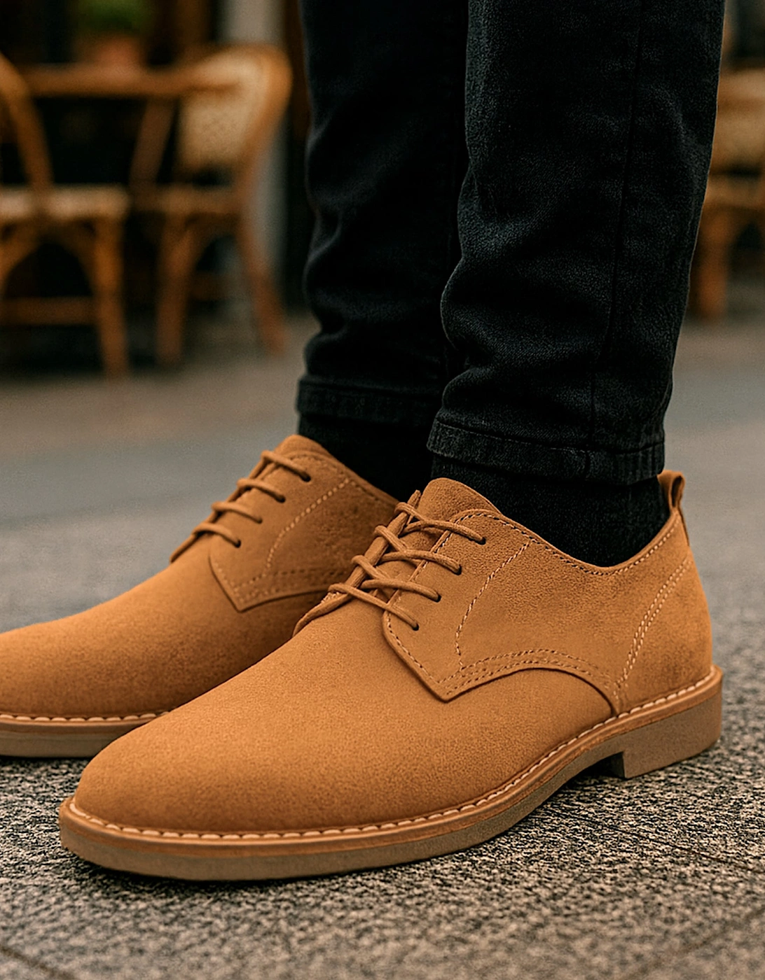 JONAS Mens Suede Desert Shoes Cognac