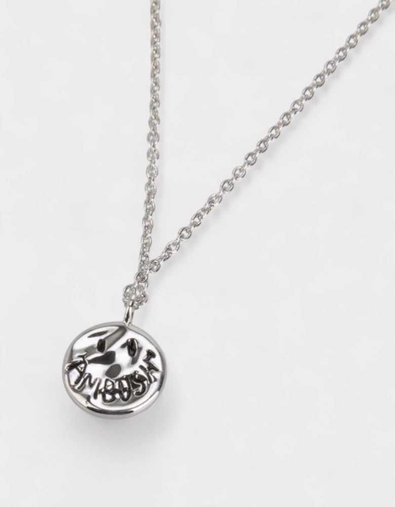 Smiley Charm Necklace Silver