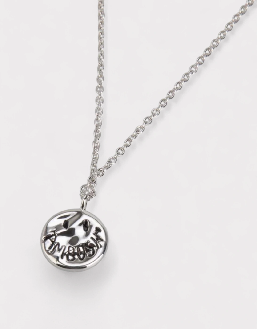 Smiley Charm Necklace Silver