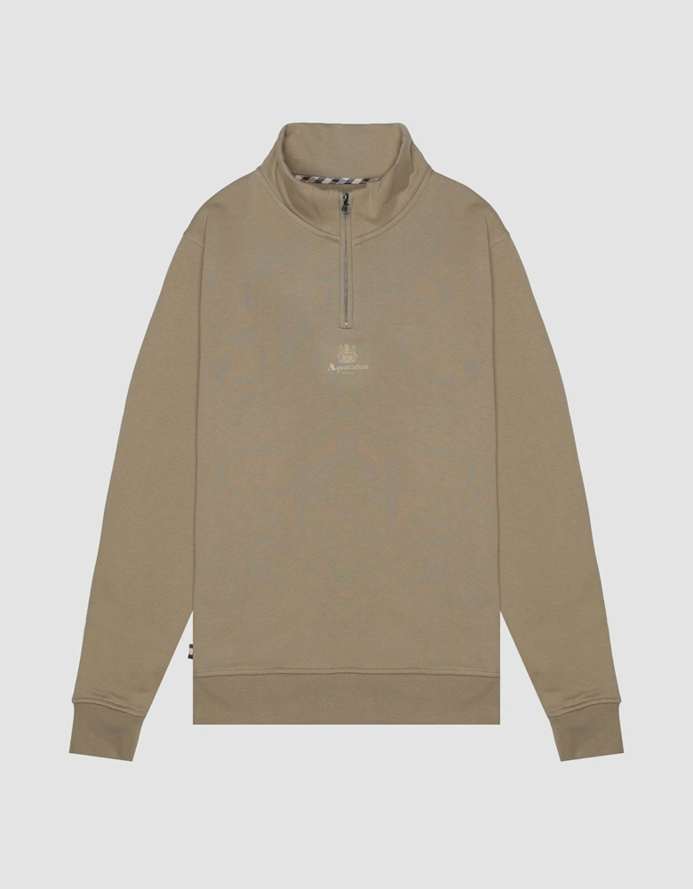 Mens Centered Logo 1/4 Zip Fleece - Khaki 38