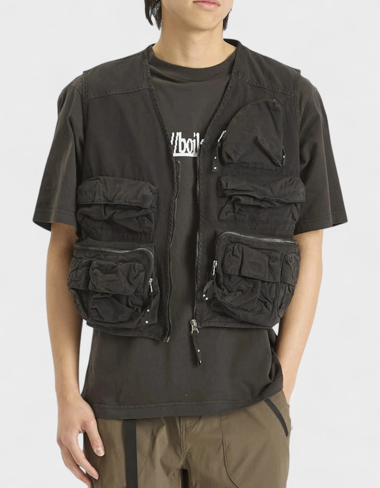 Multi Pocket Gilet Black