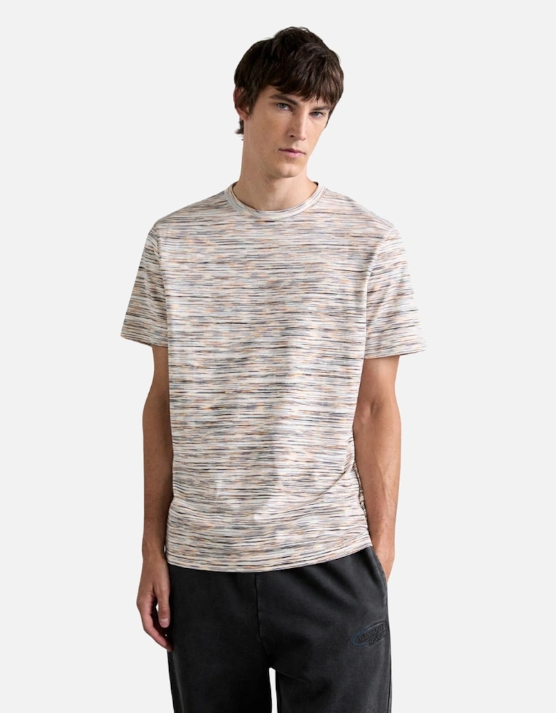 Short Sleeve T-Shirt White And Orange Space Dyed