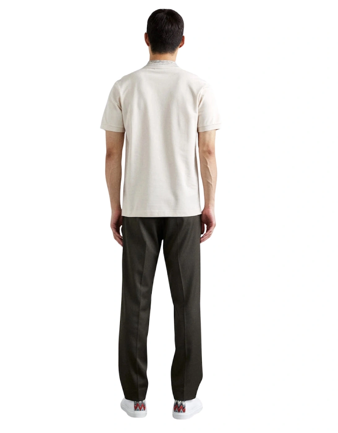 Short Sleeve Polo Off White With Orange Tones Space Dyed