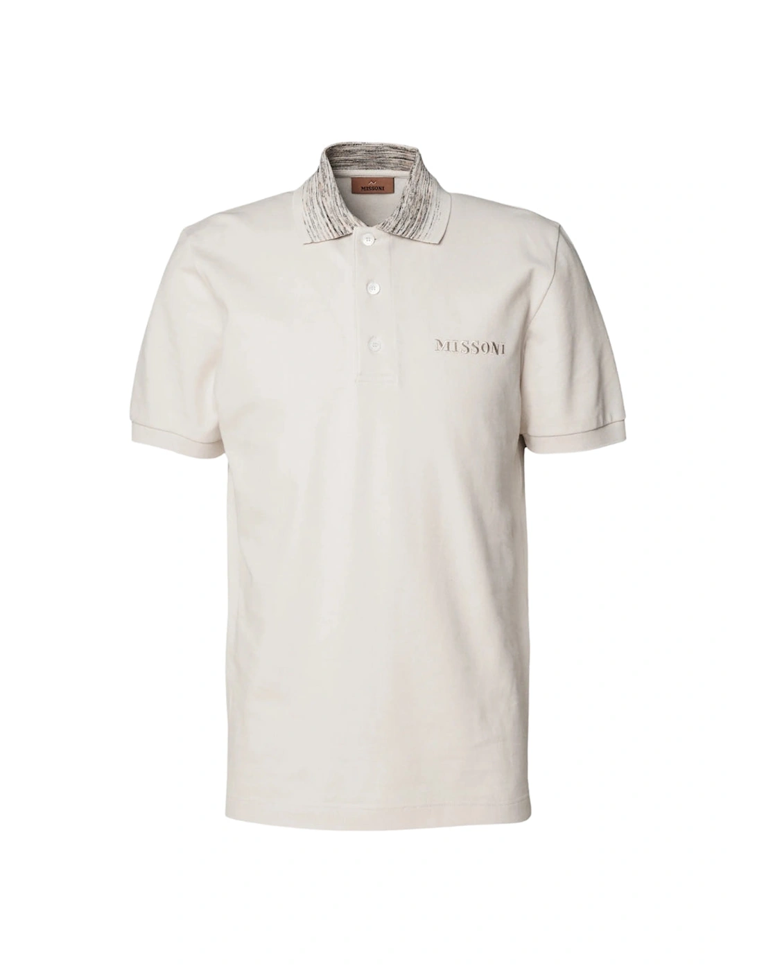 Short Sleeve Polo Off White With Orange Tones Space Dyed, 5 of 4
