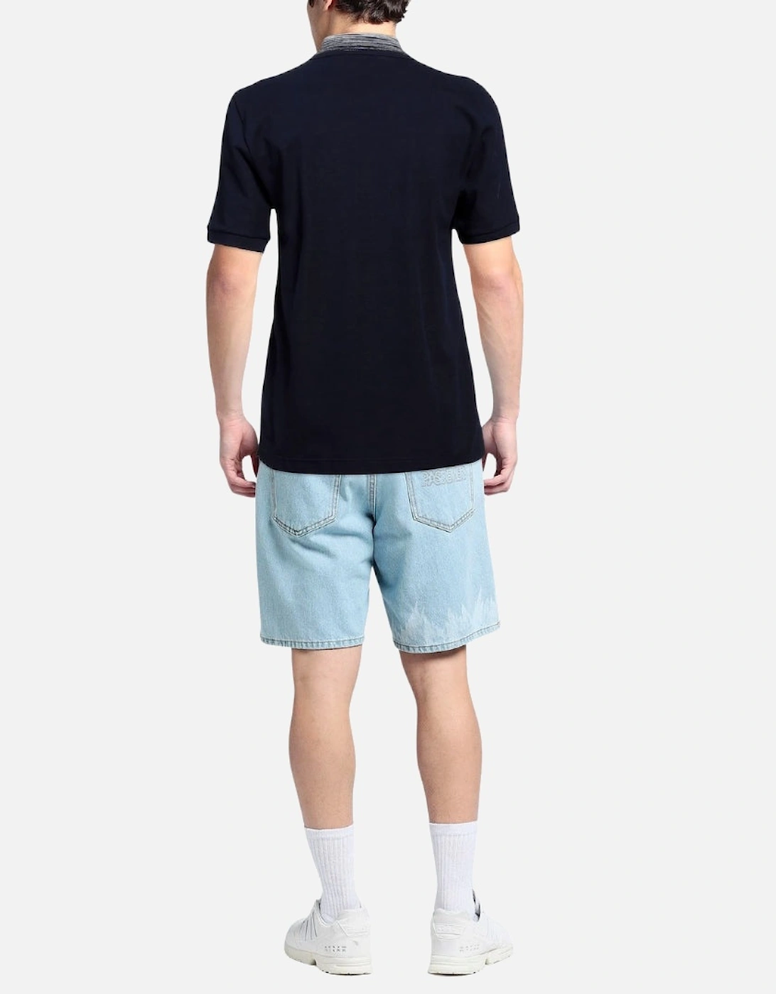 Short Sleeve Polo Blue Navy Base With Blue And Purple Space Dyed