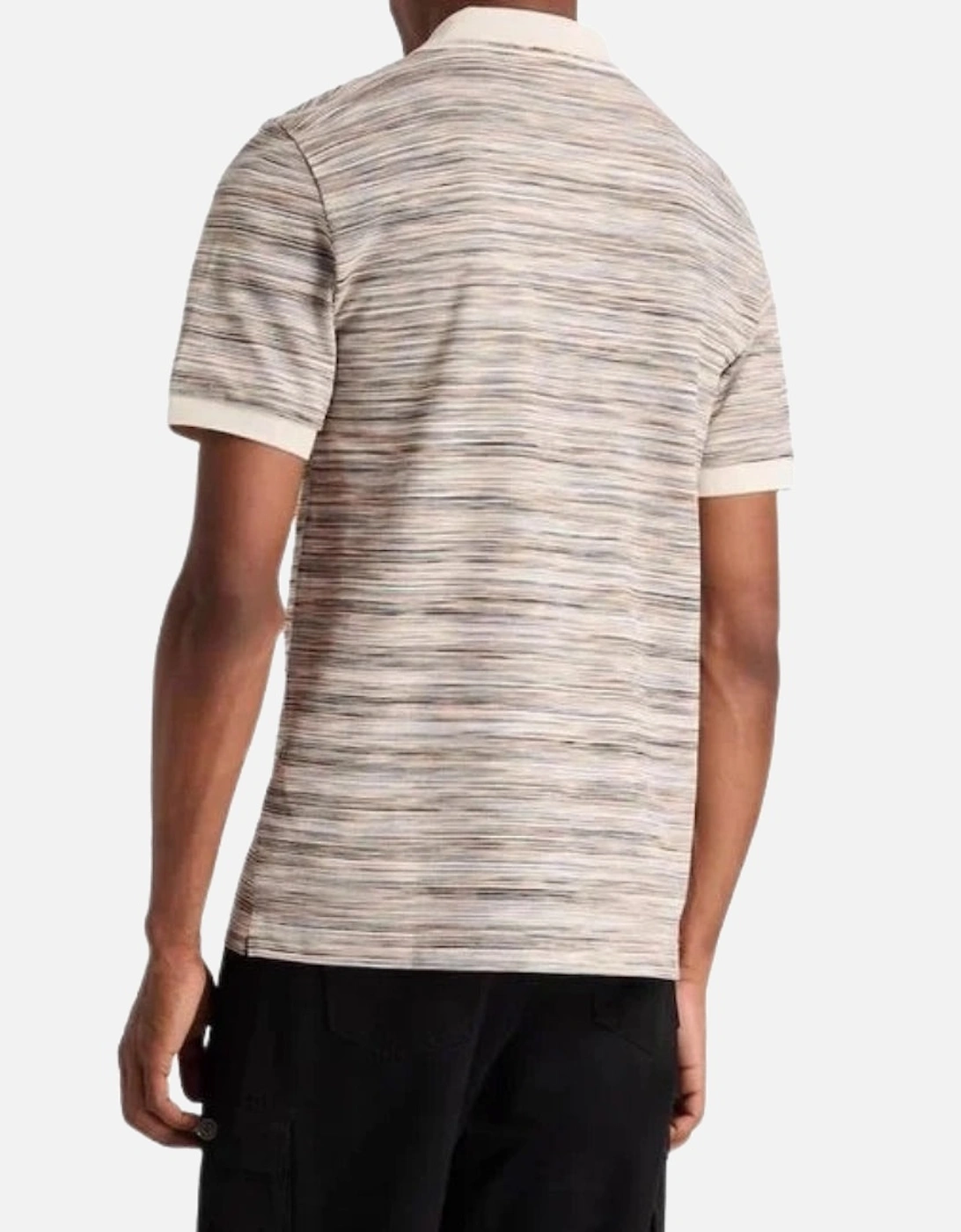 Short Sleeve Polo White And Orange Space Dyed