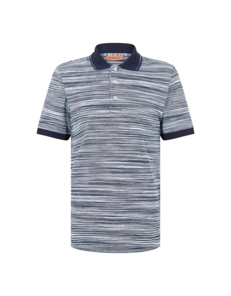 Short Sleeve Polo Blue And Purple Space Dyed