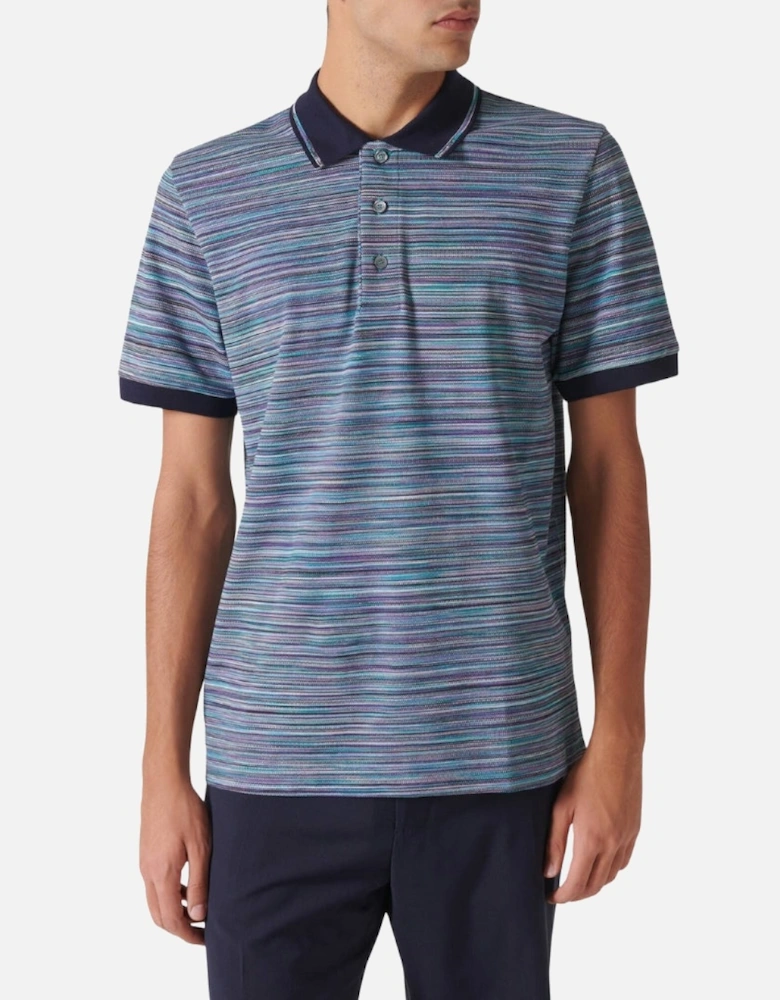 Short Sleeve Polo Blue And Purple Space Dyed