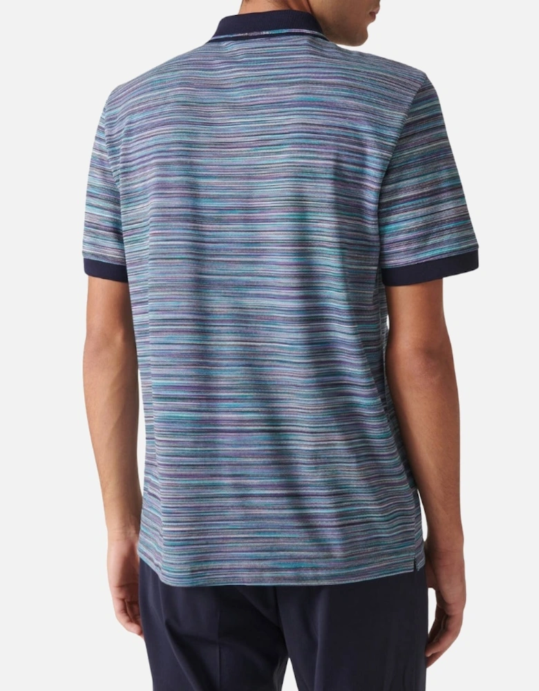 Short Sleeve Polo Blue And Purple Space Dyed