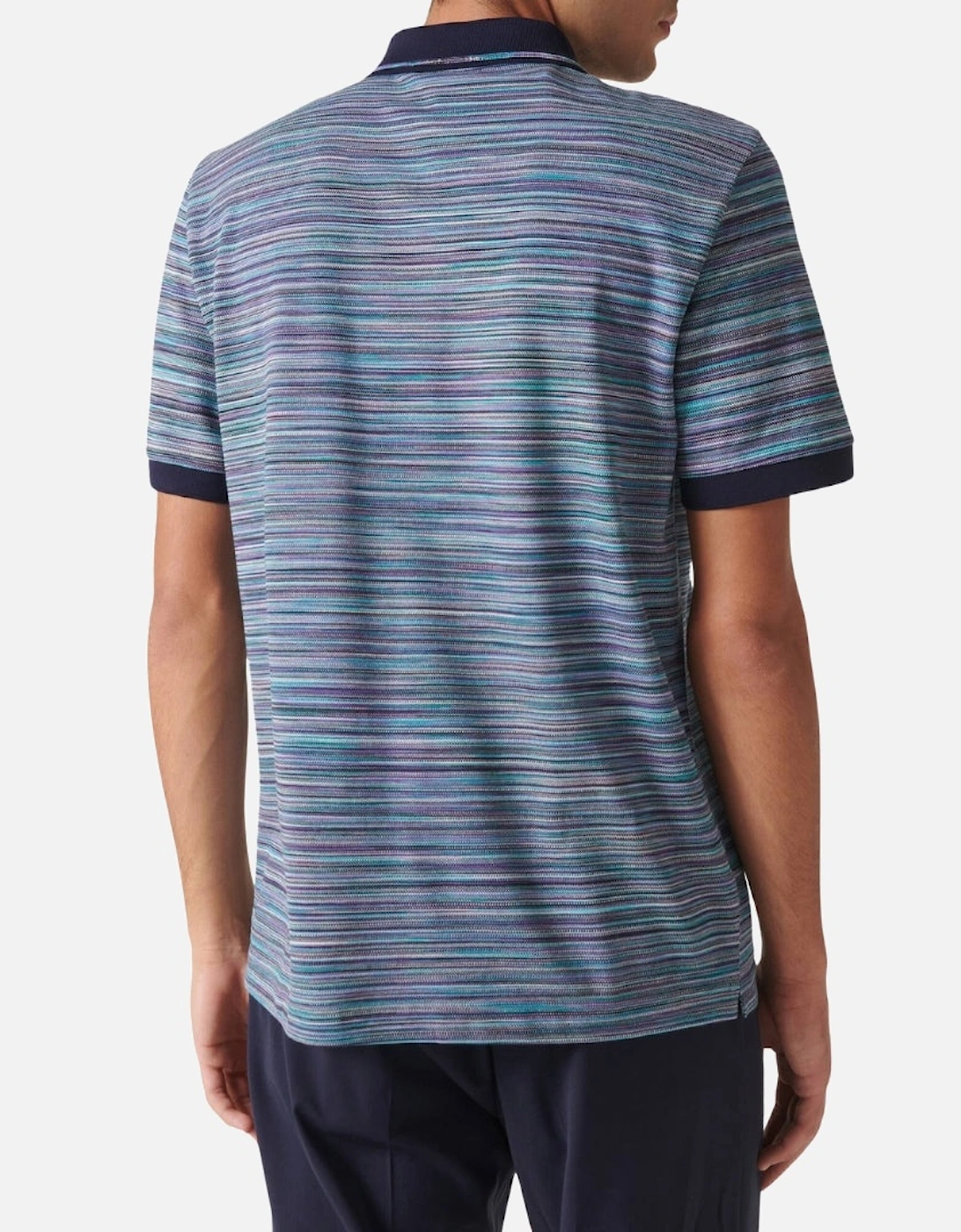 Short Sleeve Polo Blue And Purple Space Dyed