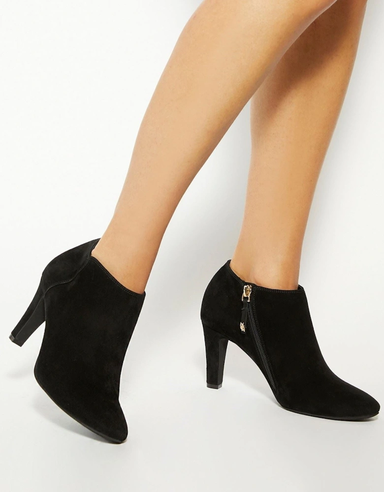 Dune Omarah Wide Fit Suede Women's Black Heeled Ankle Boots