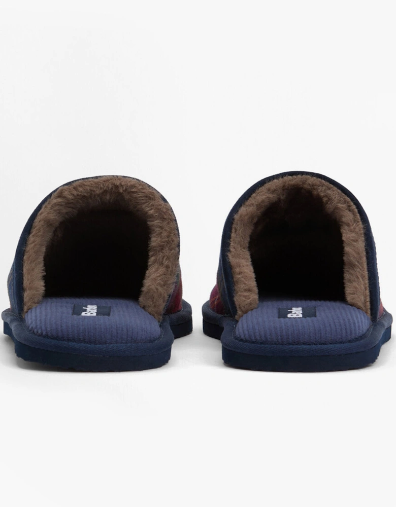 EVERITT Mens Mule Slippers Winterberry Tartan