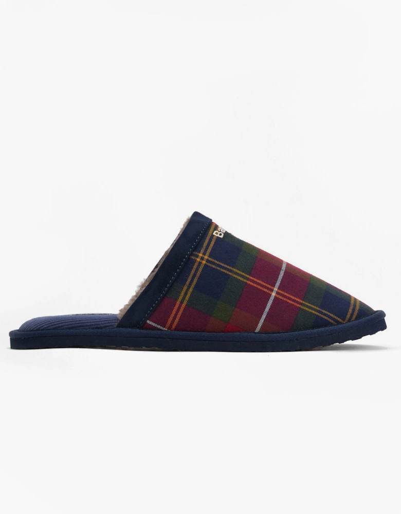 EVERITT Mens Mule Slippers Winterberry Tartan