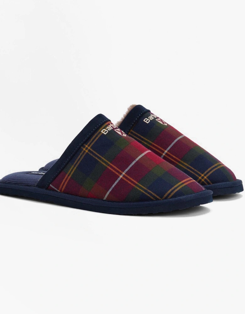 EVERITT Mens Mule Slippers Winterberry Tartan