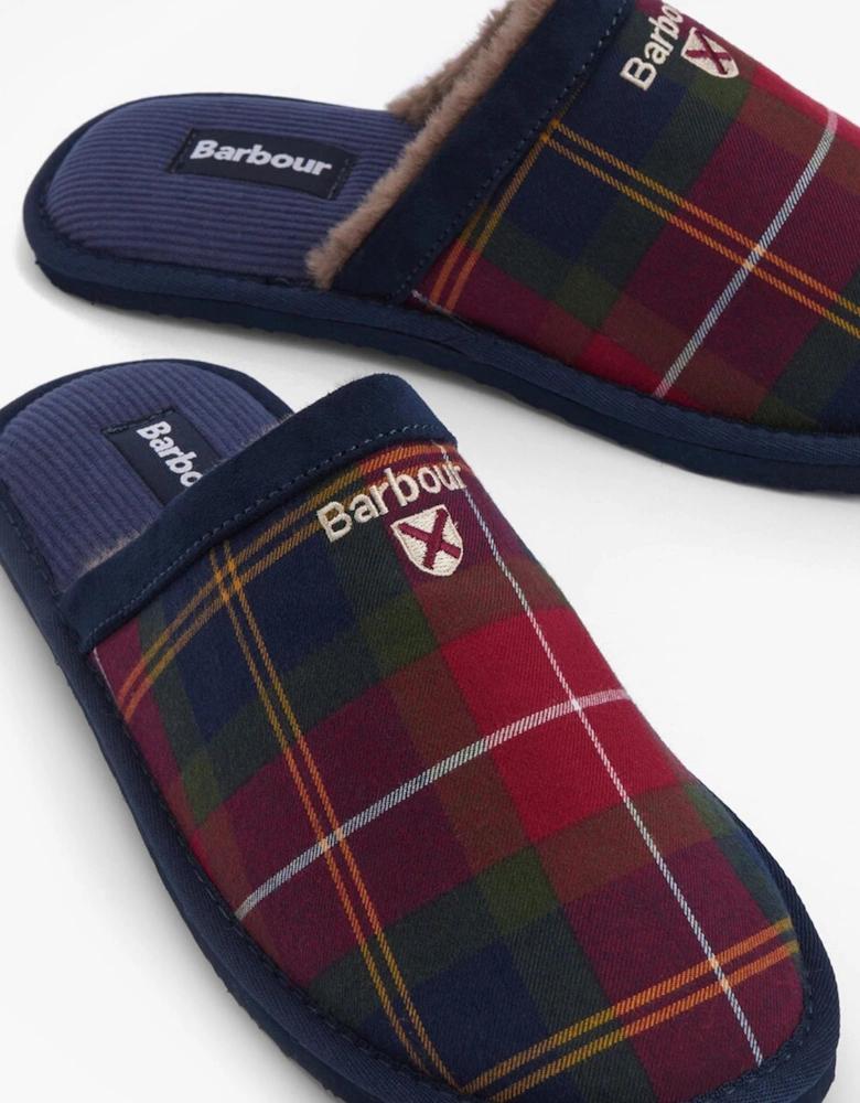 EVERITT Mens Mule Slippers Winterberry Tartan