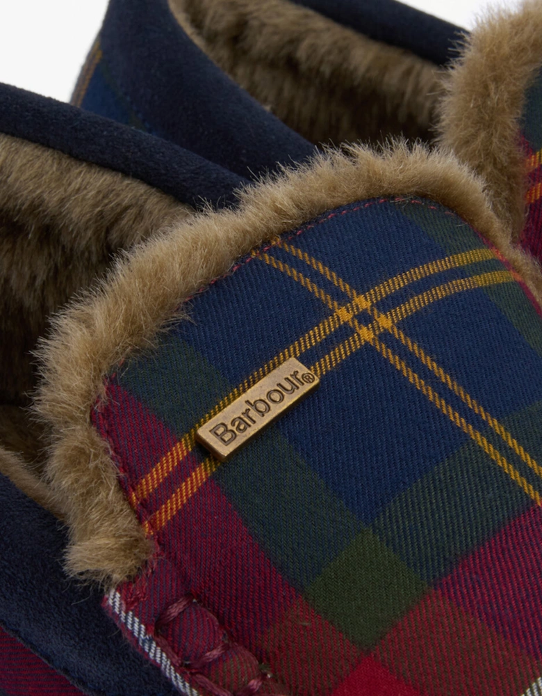 MONTY Mens Moccasin Slippers Winterberry Tartan
