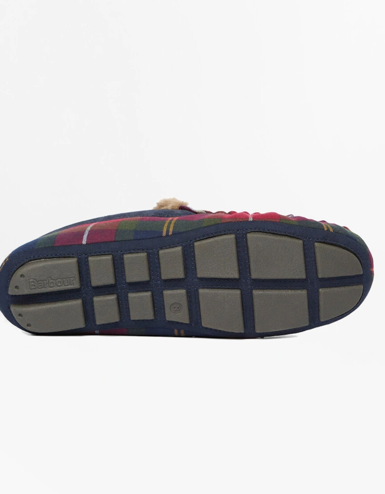 MONTY Mens Moccasin Slippers Winterberry Tartan