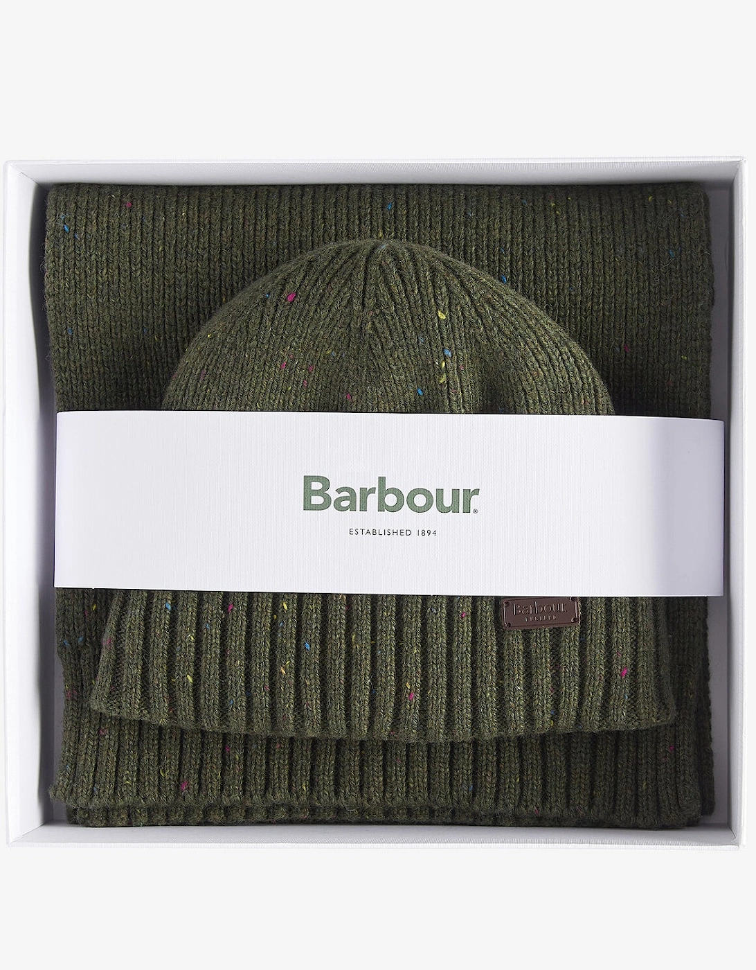 CARLTON FLECK BEANIE & SCARF Gift Set Mens Olive