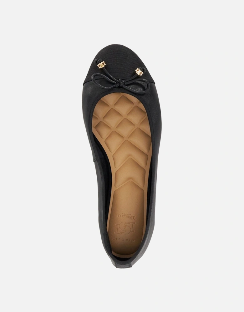Dune Hallo Wide Fit Women's Black Flats
