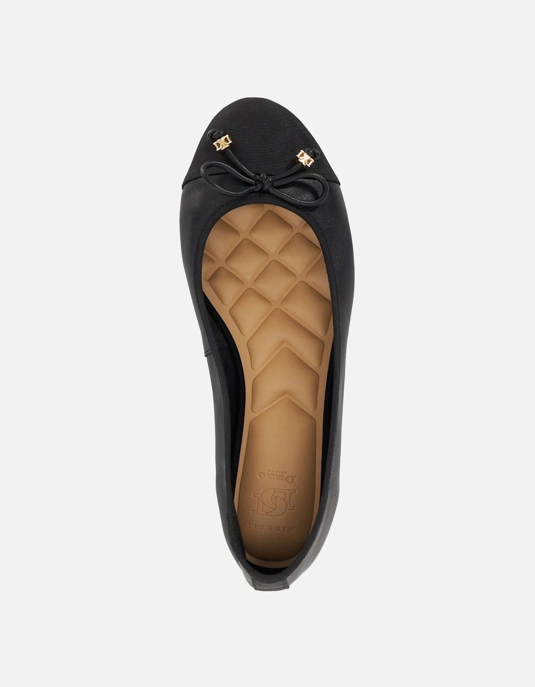 Dune Hallo Wide Fit Women's Black Flats