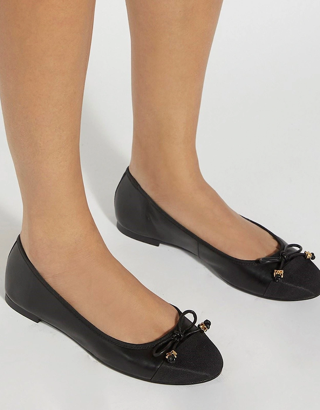 Dune Hallo Wide Fit Women's Black Flats
