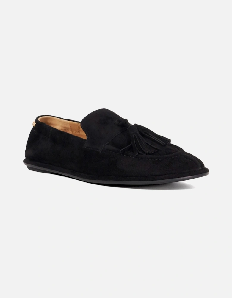 Dune Grounding Suede Women's Black Loafers