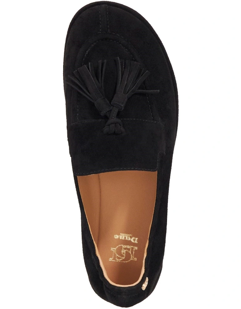 Dune Grounding Suede Women's Black Loafers