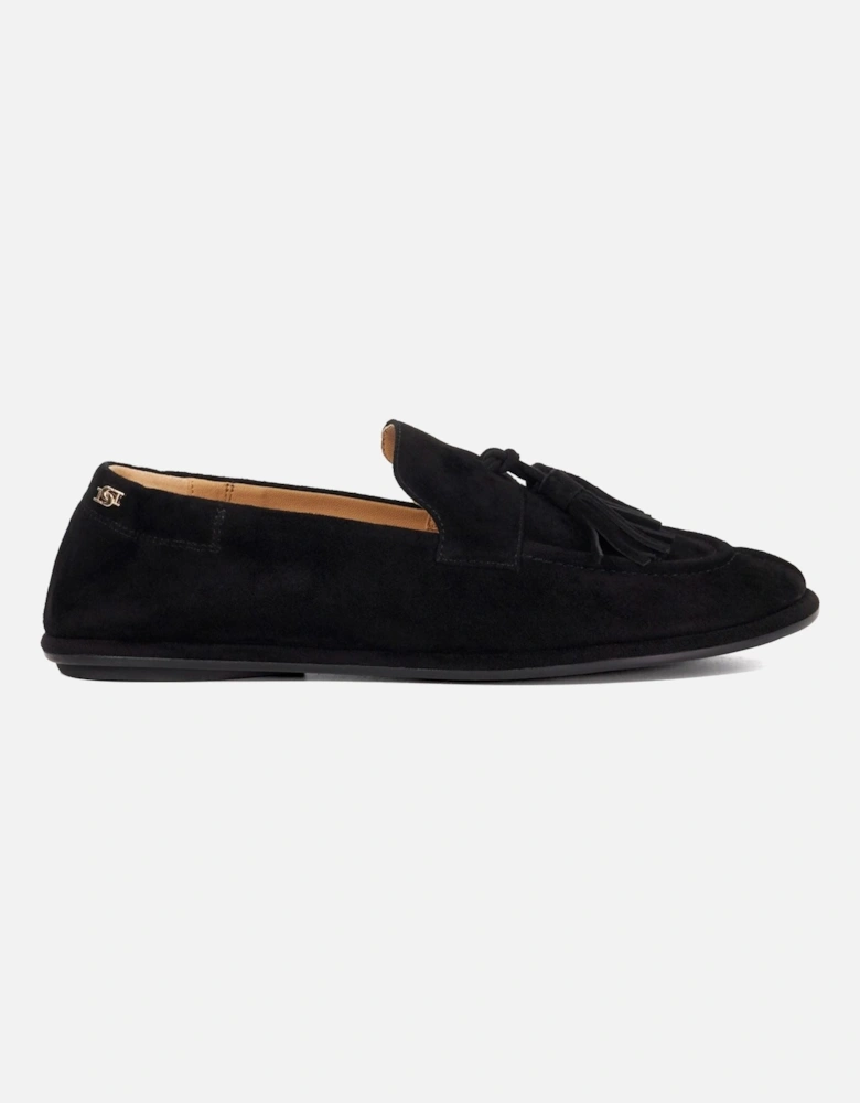 Dune Grounding Suede Women's Black Loafers
