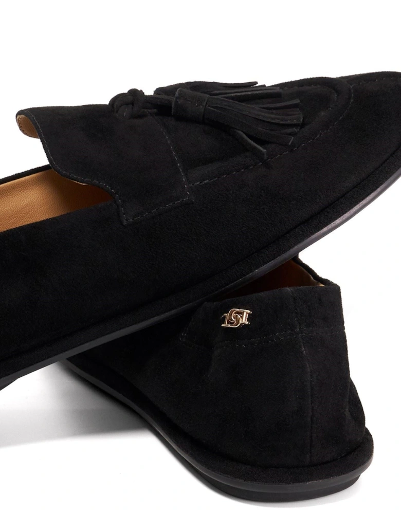 Dune Grounding Suede Women's Black Loafers