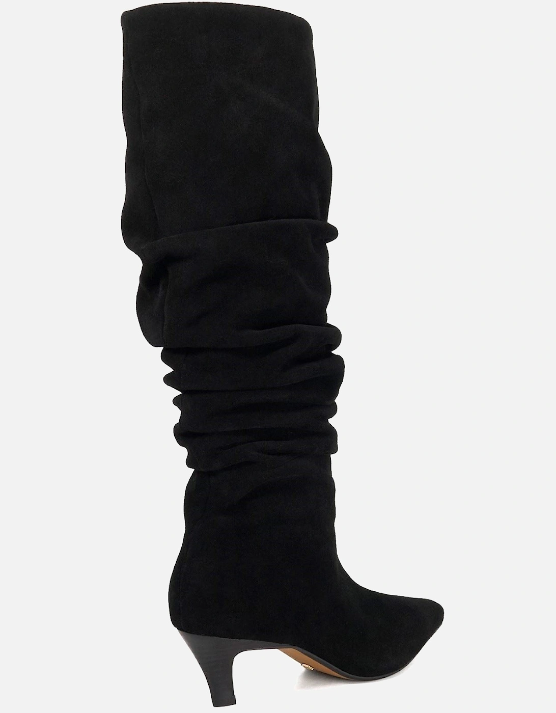 Dune Saunders Leather Women's Black Heeled Knee High Boots