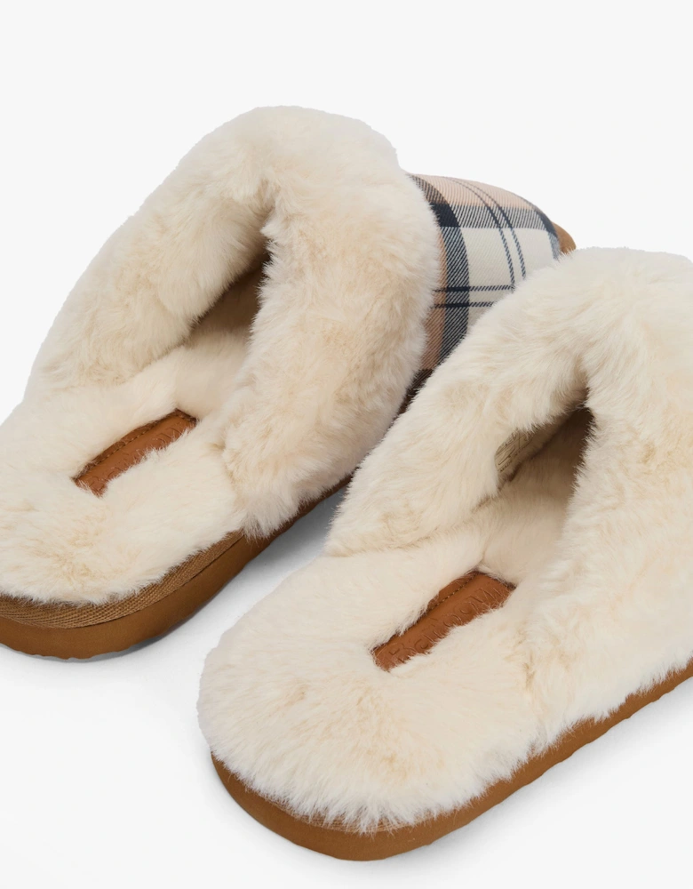 CLAUDIA Womens Mule Slippers Hessian Tartan