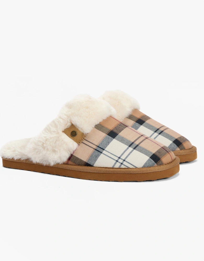 CLAUDIA Womens Mule Slippers Hessian Tartan