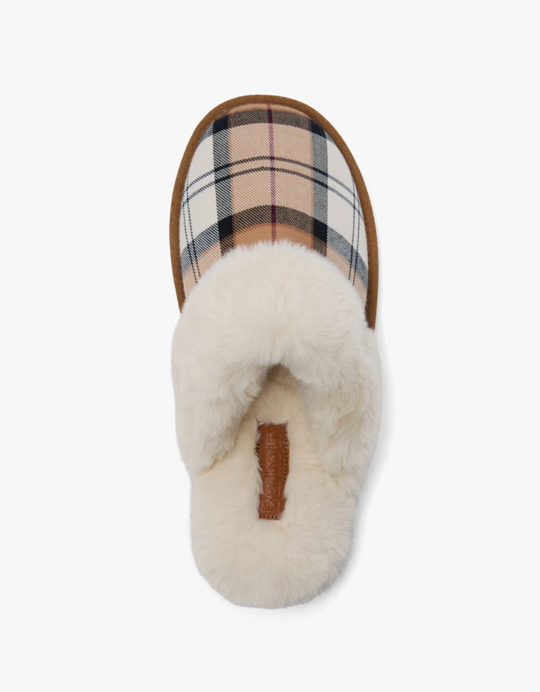 CLAUDIA Womens Mule Slippers Hessian Tartan