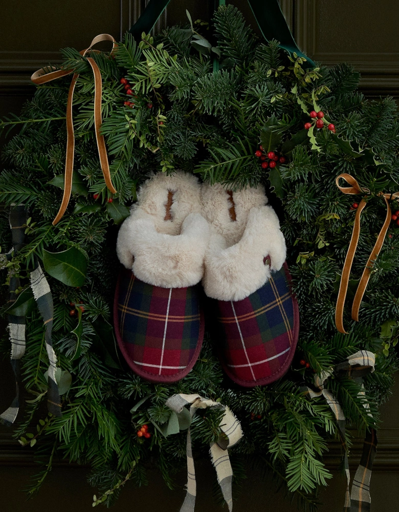 CLAUDIA Womens Mule Slippers Winterberry Tartan