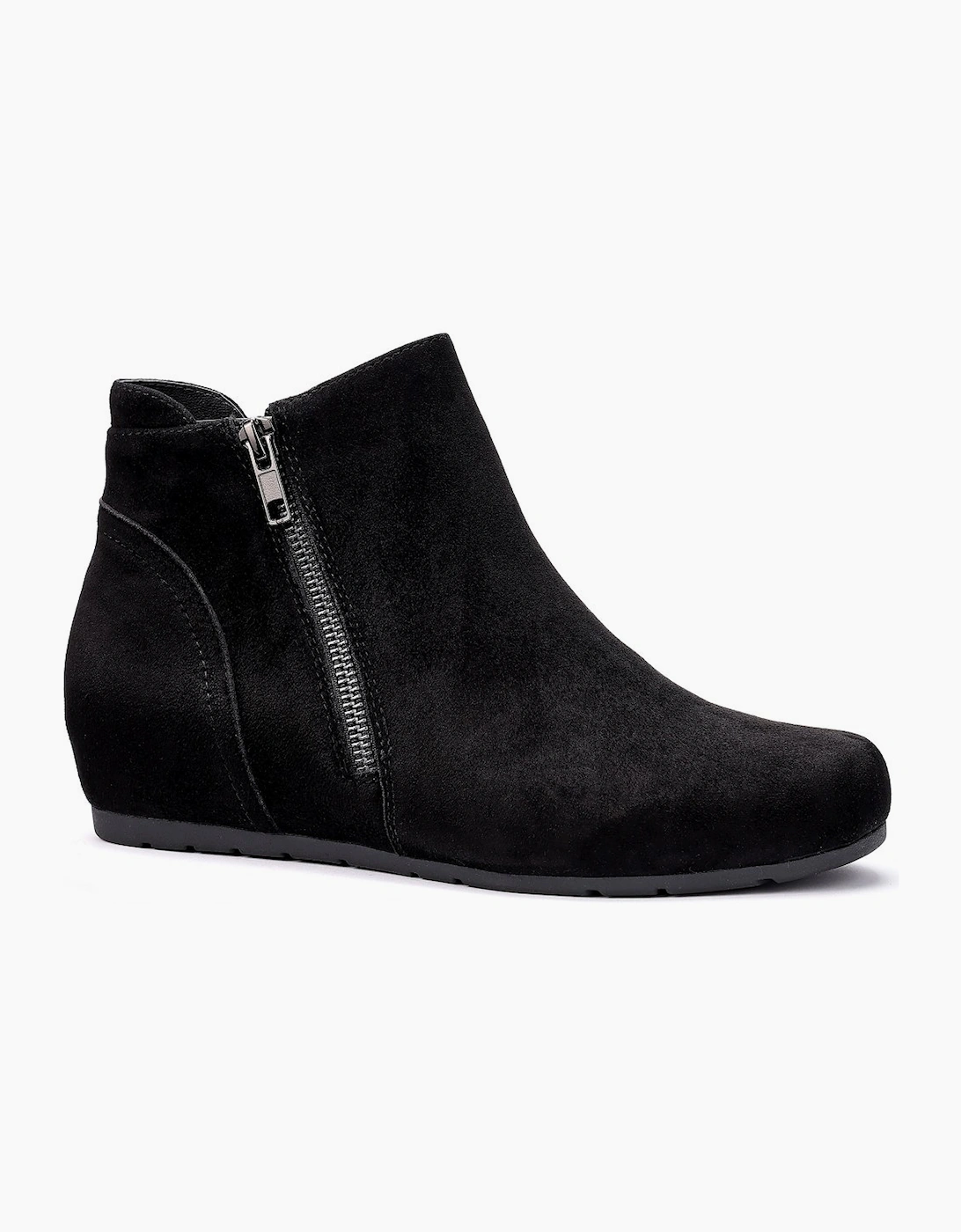 Hotter Women's Black Avebury Low Wedge Ankle Boots  Size 5